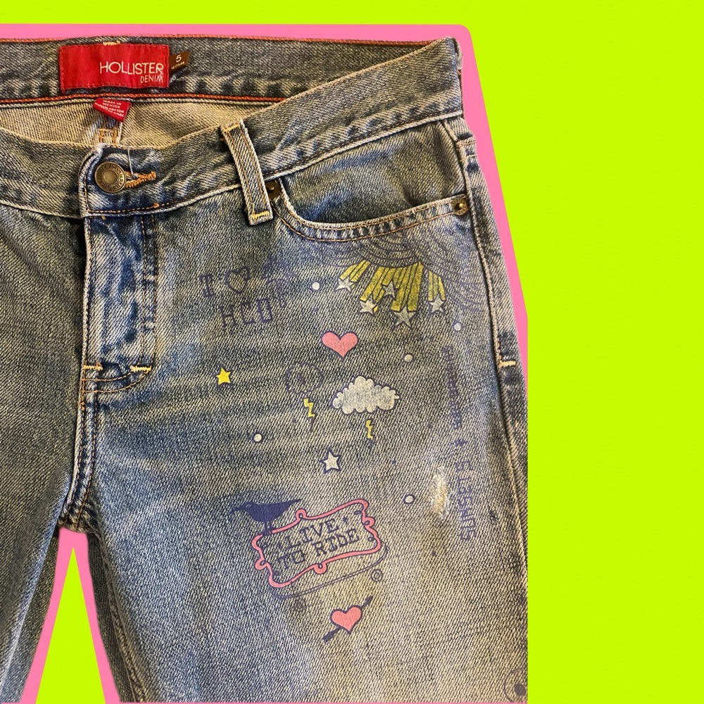Y2K Hollister Doodle Bootcut Jeans